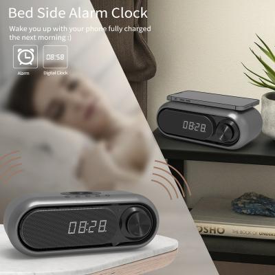 China Wireless Charger for Mobile Phone Bedside Cabinet Desk Table Desk Radio Charger Digital LED Display Alarm Clock FM Radio Alarm Clock Speaker Charging for sale