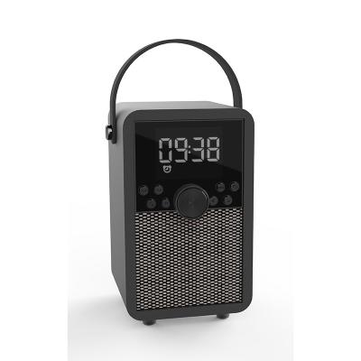 China High Quality Wooden Portable Stereo Sound Phone Function Wireless Speaker With Alarm Clock Temperature Function Wooden Speaker for sale