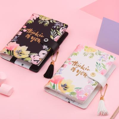 China Organizer Planner Notebook A5 Hardcover Binders with 6 Rings Journal Flower Printing Agenda Organizer Planner Notebook for sale