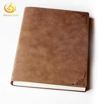 China Custom A5 Leather Soft Cover Journal Notebooks Embossed Soft Leather Cover Notebook Planner for sale