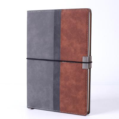 China PU Leather Notebook Office Strap Retro Faux Business Notebooks Strap Creative Print Leather Elastic Diary for sale