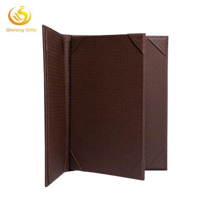 China Easy to insert attractive woven menu paper pattern restaurant menu book for restaurant PU hardcover book leather menu holders for sale