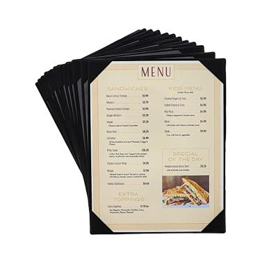 China Best Effective Custom Leather Cover Holders Black Restaurant Menu Card Holders Menu Table Menu Holder For Hotel Restaurant for sale