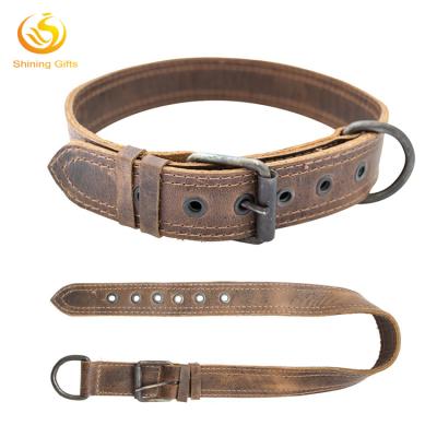 China Sustainable Custom Handmade Smart Dog Led Adjustable Leather Collar Pet Collars for sale