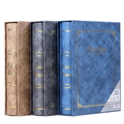 China Customizable European Classic PU Leather Canvas Looks 4x6 Photo Album Kids 200 Photos Insert Type Photo Album Drawer Pack for sale