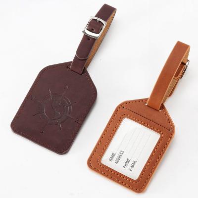 China Eco-friendly Stock Wholesale Travel Luggage Bag Tag PU Leather Embossed Logo Luggage Tag for sale