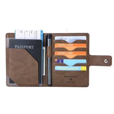 China Durable Custom Leather Passport Covers Button Passport Holder Travel Passport Wallet Cover for sale