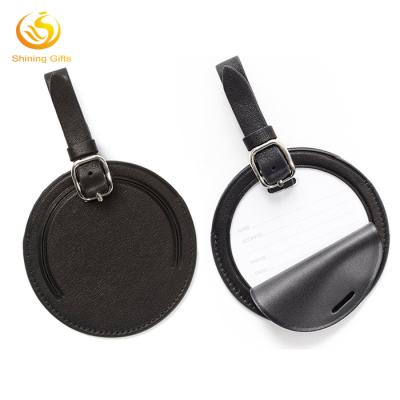 China Eco-friendly Wholesale PU Leather Round Luggage Tag Small Travel Bag ID Label for sale