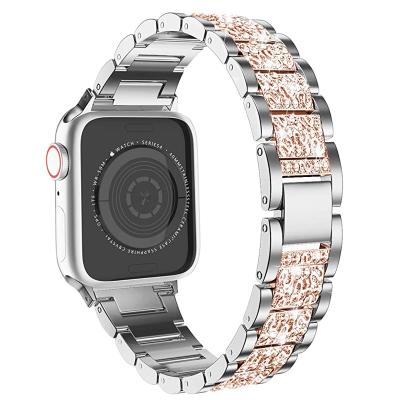 China Luxury Charm Watch Band For Apple iWatch Se 6 Series Jewelry Stainless Steel Metal Luxury Diamond for sale