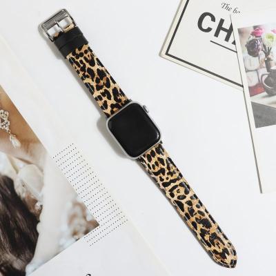 China Leopard Print Leather Strap Leather Smart Watch Free Shipping High Quality Leather Band for sale