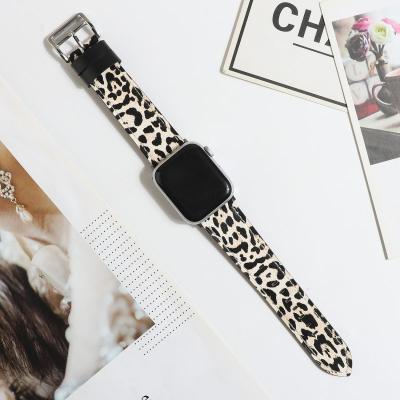 China Leopard Print Leather Strap In Running Smart Watch Band for sale