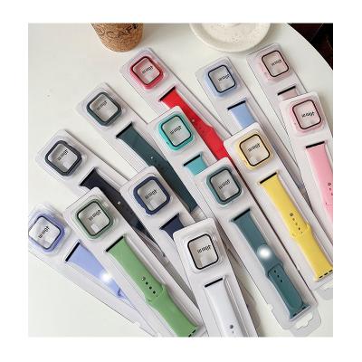 China Fashion 2 in 1 Silicone Watch Case and Watch Band for Apple Watch All Series Rubber for sale