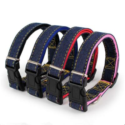 China Wholesale Reflective Soft Durable Nylon Adjustable Vest Dog Harness Denim Pet Denim Easy Walk Dog Leash for sale