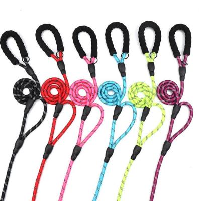 China Hot Selling Reflective Dog Double Handle Rope Nylon Braided Elevating Walking Leash Reflective Pet Training Leash for sale