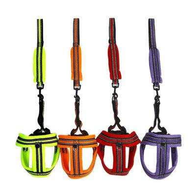 China Hot Sale Padded Reflective Nylon Widen Handle Adjustable Pull Rope Dog Leash Pet Vest Harness Set for sale