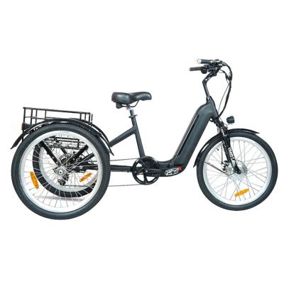 China Good Quality Shopping Picnic Tricycle Ebike 48V12.8AH Battery Steel Long Range Adult Electric Tricycle With Cargo Basket for sale