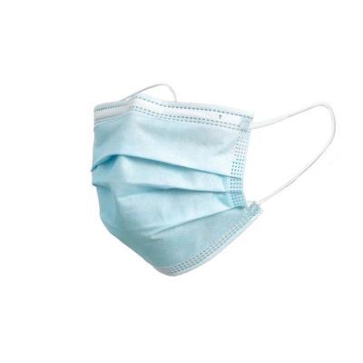 China Disposable adult use swollen fabric non-woven fabric/melt 3 layers Blue Medical Earloop mask in stock for sale