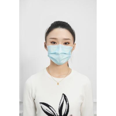 China Good Quality Swollen Nonwoven Fabric / Melt Fabric Blue Color 3 Ply Earloop Disposable Adult Medical Face Mask For Sale for sale