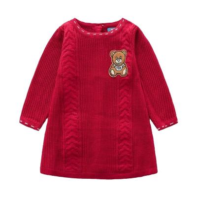 China 2021 new arrivals fall princess long sleeve breathable sweater kids apparel dresses toddler baby knit clothes for sale