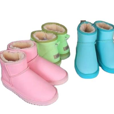 China Cute High Quality Popular Thermal Girls Custom Colors Three Bows Genius Leather Sheepskin Winter Shoes Ladies Midi Snow Boots for sale