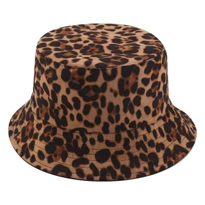 China COMMON leopard-copy suede backet hat women tend print fisherman hat leisure sun hat for sale