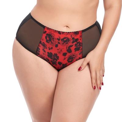 China RTS breathable 0XL- 5XL plus size briefs ink floral print panties for women Ultra thin nylon Underwear-2044#P for sale