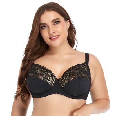 China RTS Breathable Black Solid Color White Beige Bras Plus Size Bralette With Wire No Foam Bra 40E 42E 44E 46E 48E 50E-88717 for sale