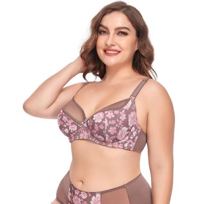 China New Arrived RTS 2023 Plus Size Bra Seamless Plus Size Shaper Women Underwear Sexy Womens Printed Bra Suit Gathers Lace Up Bra 38-48 D Cup for sale