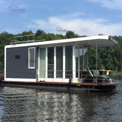 China Custom Modern European Luxury Prefab Homes Module Boat House Design Floating Home Houseboat Prefab Floating House Houseboat for sale