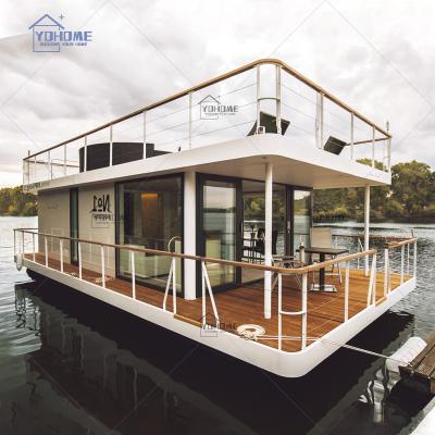 China Modern American Luxury Design Water House Boat Floating Houseboat Pontoon Prefab Houseboat Modern Floating Houseboat for sale