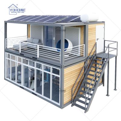 China Economic Lightweight Prefab Container 2 Bedrooms Shelter House Thailand Prefab Modern Style 2 Storey Flat Pack Steel Container House for sale