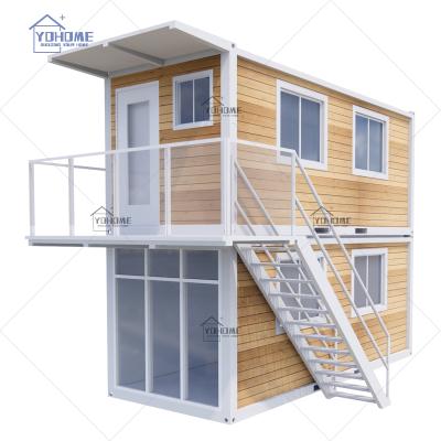 China China 2 Storey Flat Pack Construction Site Container Office 20ft Modern Prefab House 2 Bedroom Container Prefab Shelter House for sale