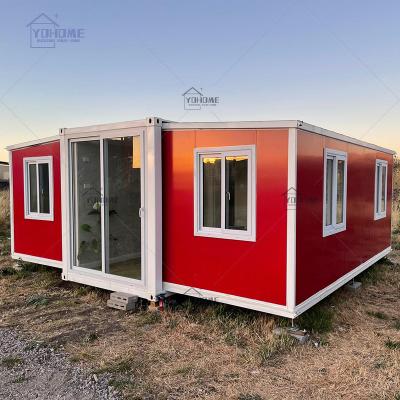 China USA Expandable Prefab Home Modern Red Folding Steel Frame 20ft Container Home Luxury Living Expandable Container Home Villa for sale