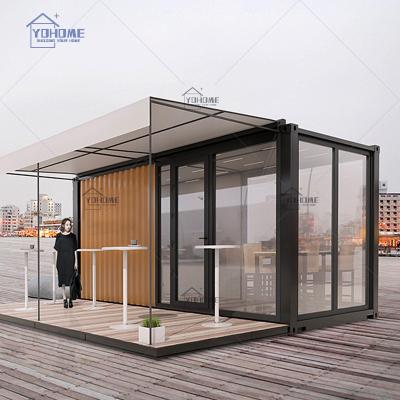 China Modern European Style Customized Restaurant Shop Container Coffee 20ft Prefab Glass Shipping Container Bar for sale