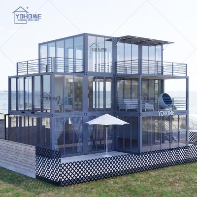 China Modern Luxury USA Container Apartment Metal Building 3 Storey Prefab Hotel With Modular House Apartment Shipping Container Mansion for sale