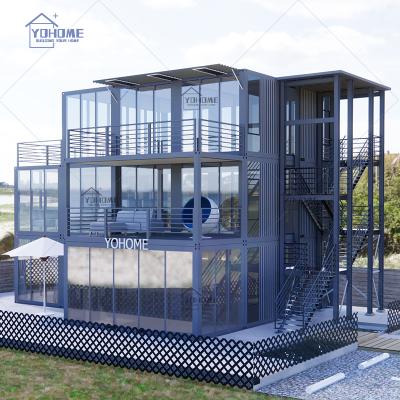 China Modern lightweight stackable prefab container house multi storey villa steel structure modern prefab apartment building for sale