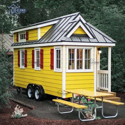 China Tiny Farm Gypsy House on Yellow Movable House Prefab Mobile Home Wheels Price Wheels Housing Tiny Homes on New Trailer Mobile Homes for sale