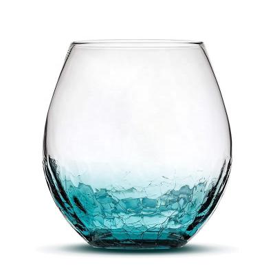 China Amazon Creative 18 oz Stealth Glass Wine Crack Etched Handcrafted Glass for sale