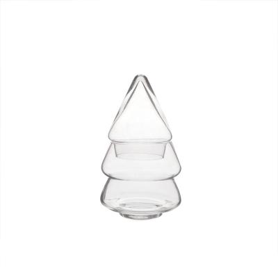 China New Country Style Christmas Tree Shaped Glass Candy Jar With Factory Price for sale