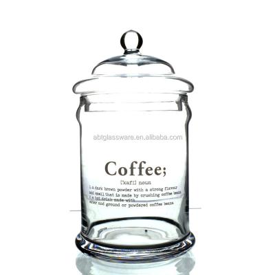 China Sustainable Handmade Clear Glass Storage Jar For Coffee - Round Shape With Lid for sale