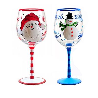 China KOREAN handmade glassware maker colored hand painted wine glasses for sale