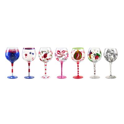 China Great Modern Innovations Style Crystal Wine Glasses Hand Painted Wine Glass for sale