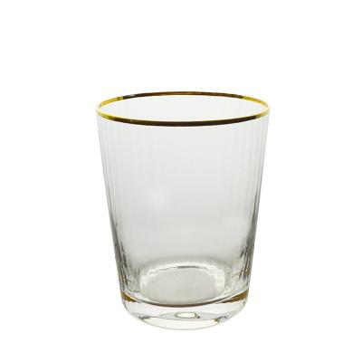 China Custom Shot Glass Tall STOCKED Shot Glass with Gold Rim for Juice Coffee Wine Drinking for sale