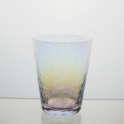 China STOCKD Crystal Clear Glass Iridescent Lead Free Shot Glass With Hammered Pattern for sale