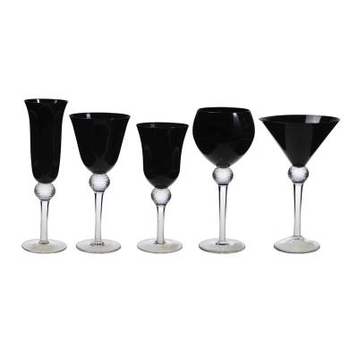 China KOREAN handmade high quality black wine glassware factory for sale