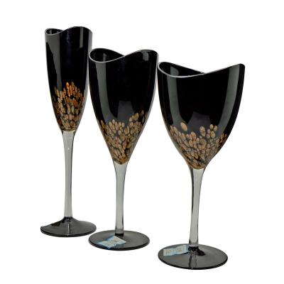 China ABT FILE New Products Black Cup Trumpet Stem Glass Clear Wine Champagne Glass for sale