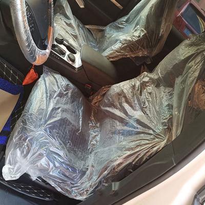 China Prevent Residue Of Oil 100pcs/bag PE Car Repair Universal Waterproof Plastic Disposable Soft Seat Cover Soft Car Seat Cover Device for sale