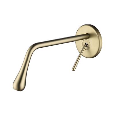 China 2020 New Metered Swept Wall Mounted Concealed Hidden Basin Mixer Taps Gold Water Tap Water Drop Drop Shape for sale