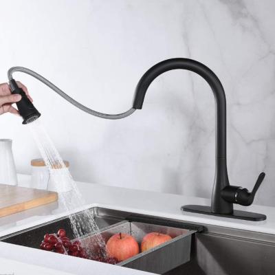 China Thermostatic Faucets Hot And Cold Water Single Handle Pull Down Kitchen Faucet With Apron for sale