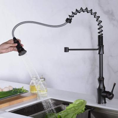 China Thermostatic Faucets Single Handle Spring Pull Down Kitchen Faucet With Swivel Spout for sale